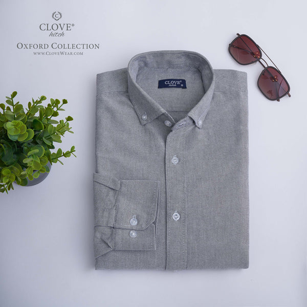 Oxford Cotton Shirt (No Pocket) - Grey