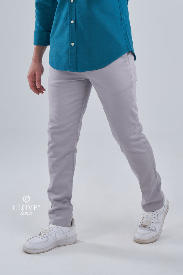 Gabardine Pique Chino Pants - Silver