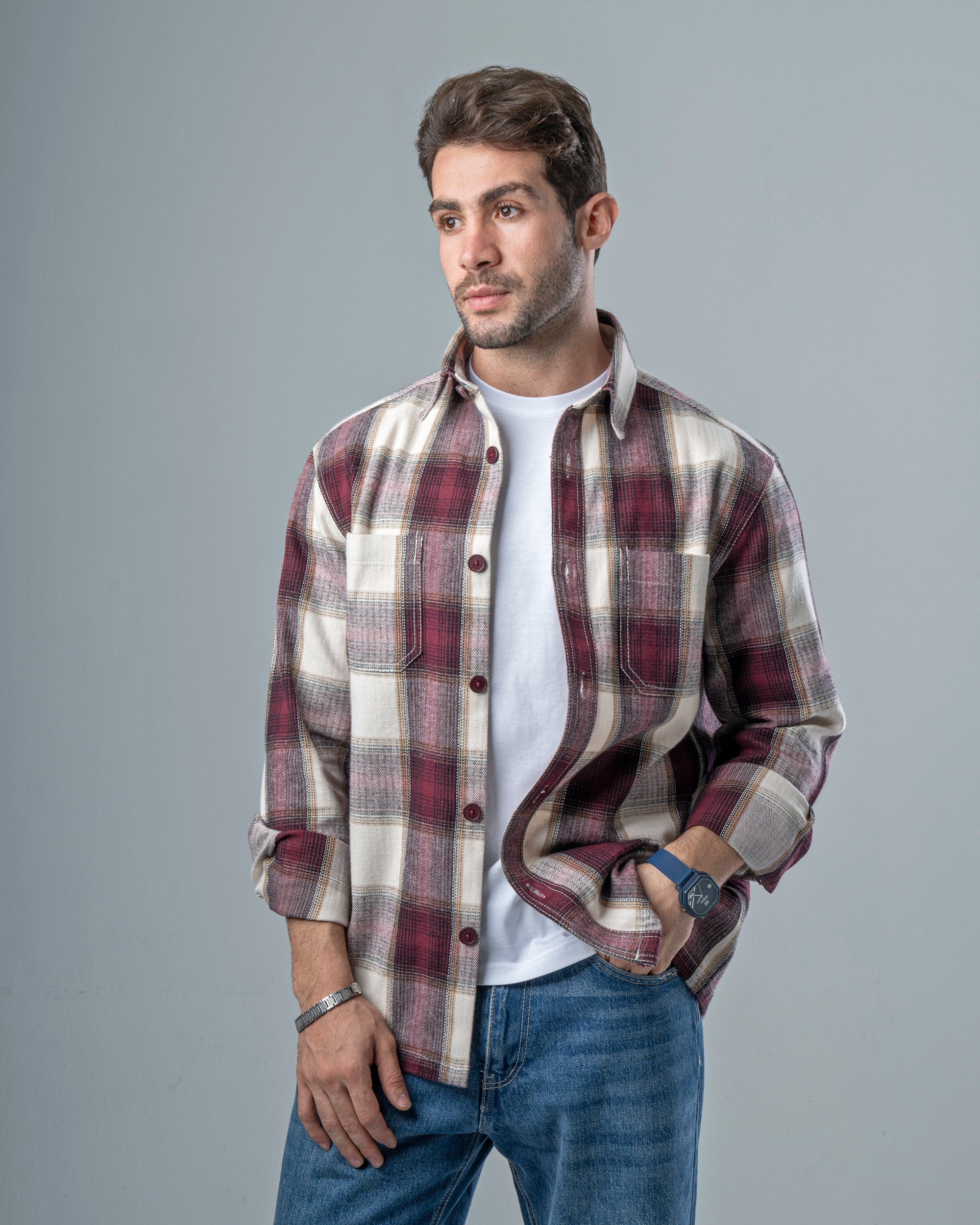 Overcup Red Regular Checkered Overshirt - Dark Red – CloveHitch