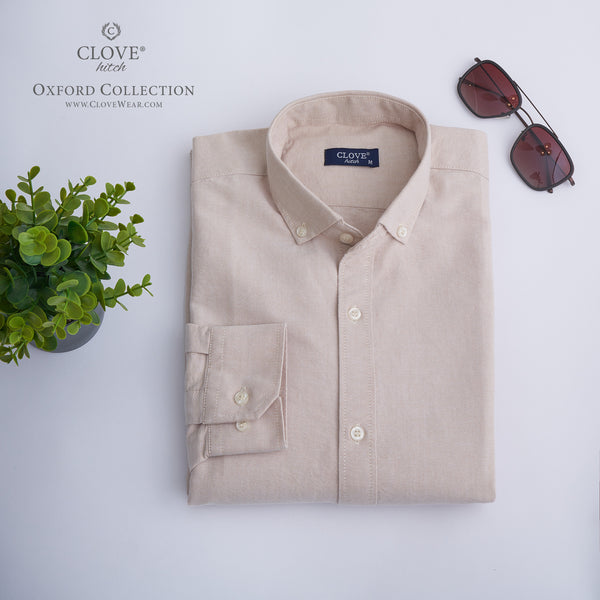 Oxford Cotton Shirt (No Pocket) - Beige