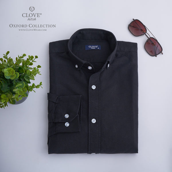 Oxford Cotton Shirt (No Pocket) - Black
