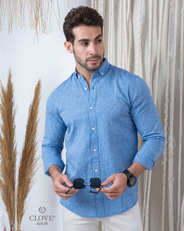 Linen Shirt - Ocean Blue