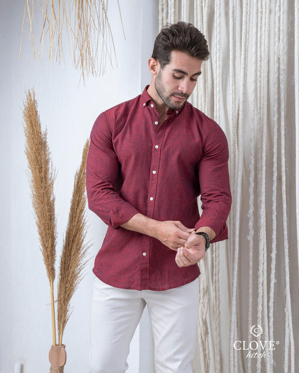 Linen Shirt - Dark Red