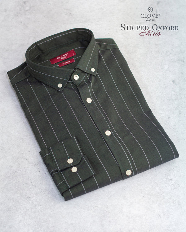 Striped Oxford Shirt - Olive