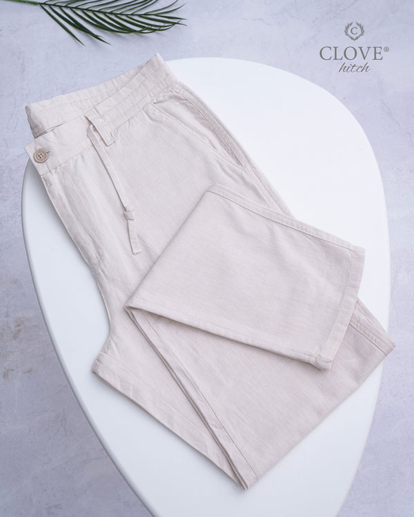 Linen Regular Pants - Biege