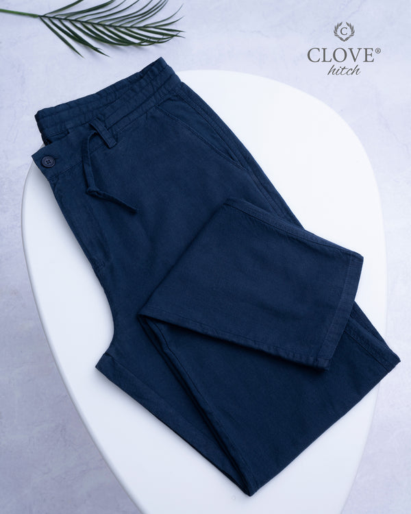 Linen Regular Pants - Navy Blue