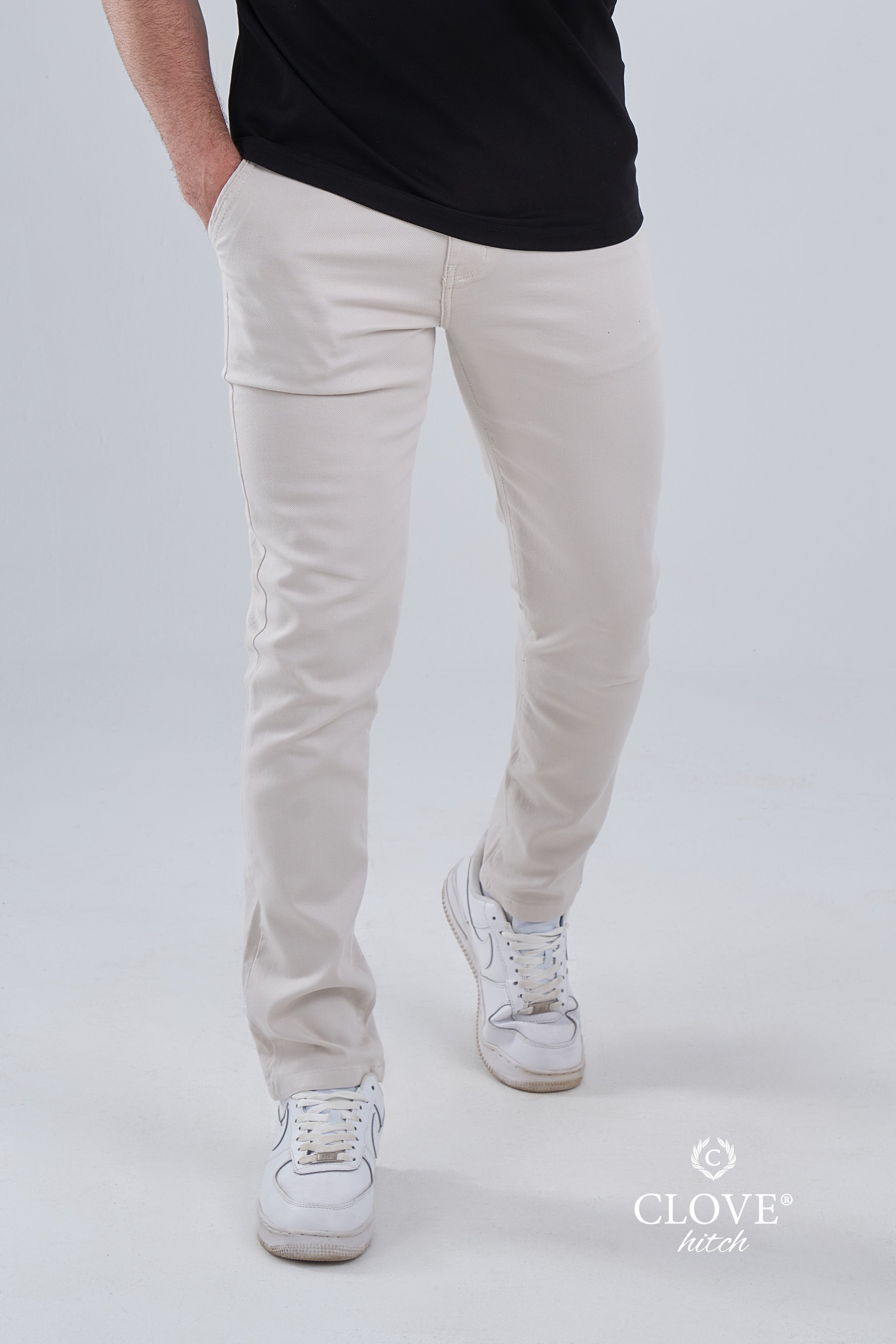Gabardine Pique Chino Pants - Off White