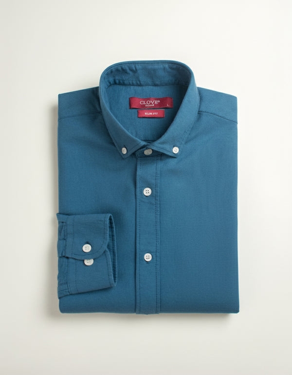 Oxford Cotton Shirt (No Pocket) - Petroleum