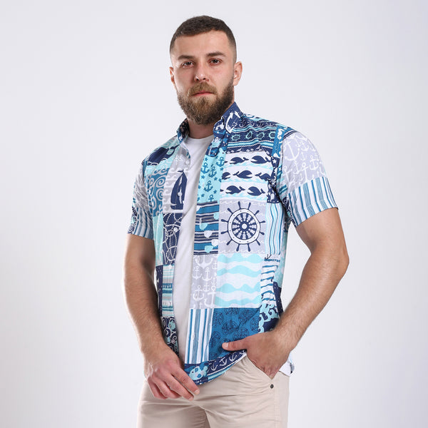 Digital Printed Half Sleeve Shirt - Ocean Sport