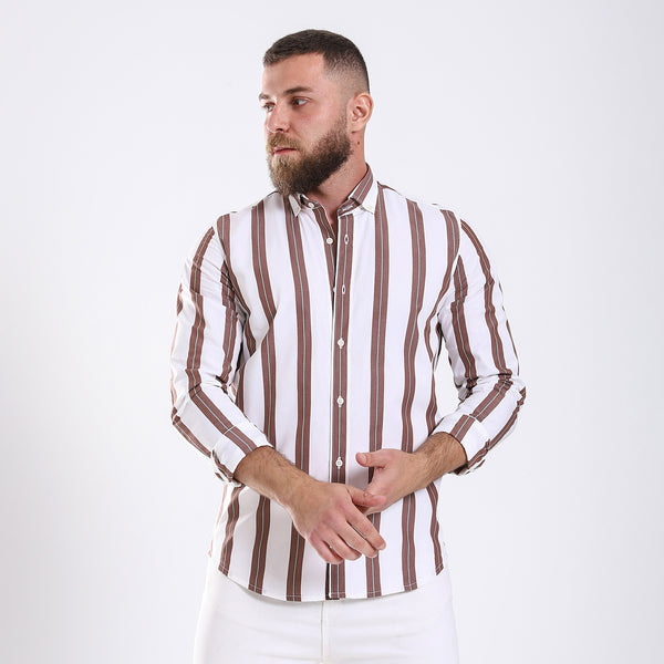 Marlin Striped Cotton Shirt - Khaki