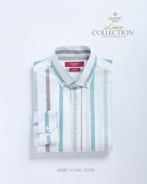 Striped Multicolor Linen Shirt - Genzari ST170