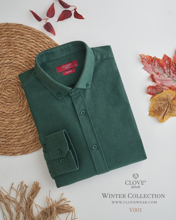 Viyella Solid Shirt - Oily Green