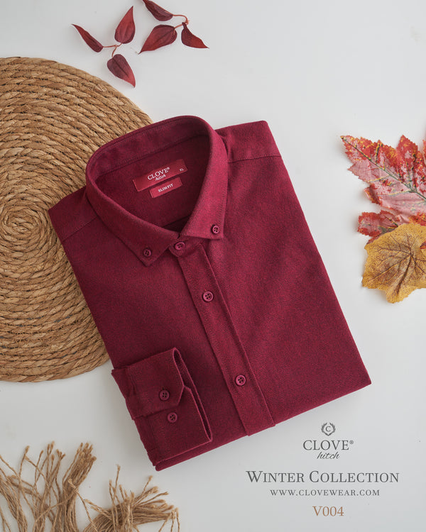 Viyella Solid Shirt - Dark Red