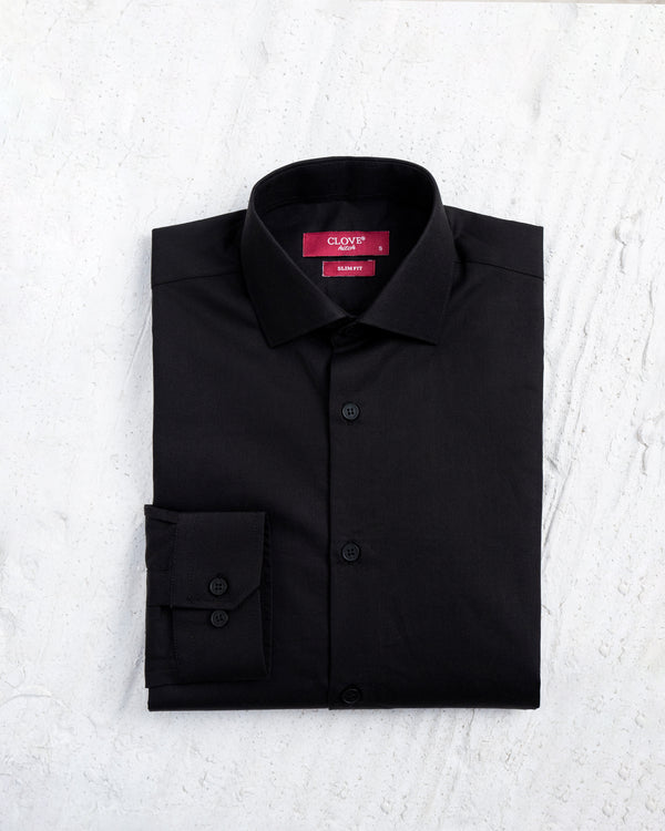 Classic Black Twill Shirt (100% Cotton)