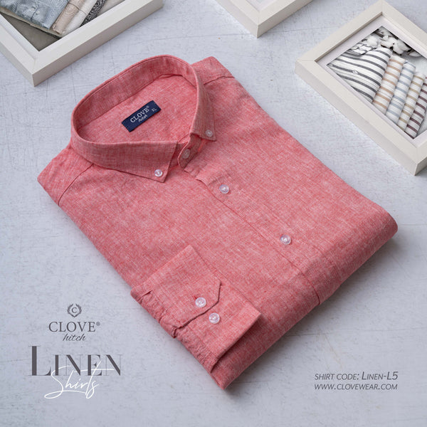 Linen Shirt - Melon Red