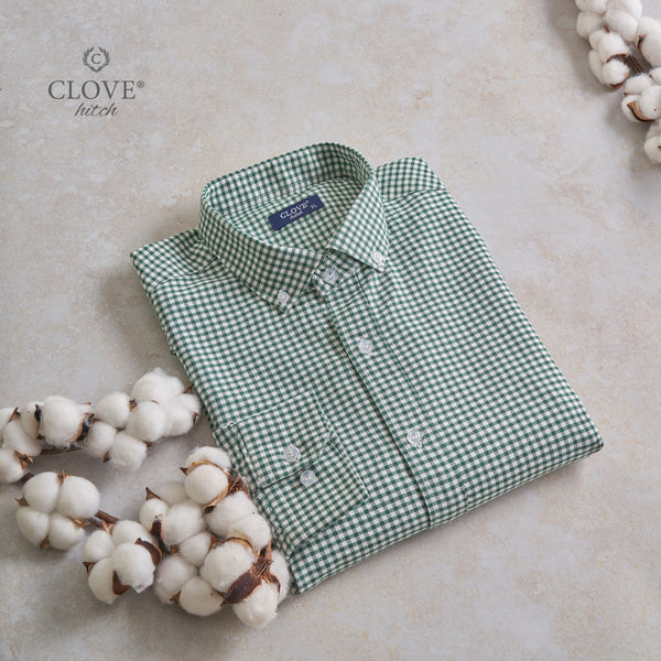 Plaid Oxford Cotton Shirt - Olive